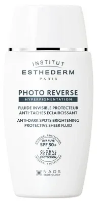 Institut Esthederm Photo Reverse Fluid invizibil protector anti-pete, cu efect de iluminare, SPF50+ 40 ml