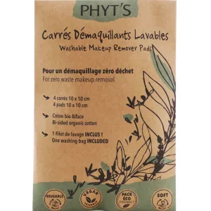 PHYT'S PĂTRIȚE DEMACHIAJ SPĂLABILE, 4 PĂTRIȚE DE 10X10 CM