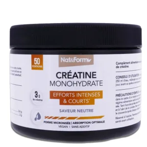 NAT & FORM CREATINĂ MONOHIDRAT 50 DE PORȚII, AROMĂ NEUTRĂ