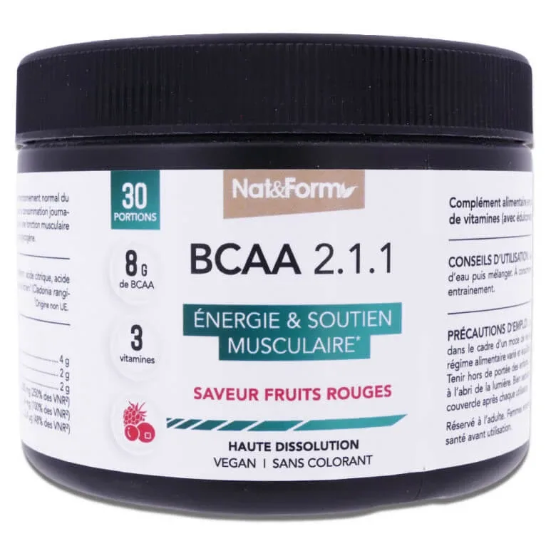 NAT & FORM BCAA 2.1.1 30 DE PORȚII, AROMĂ DE FRUCTE ROȘII — preț și oferte