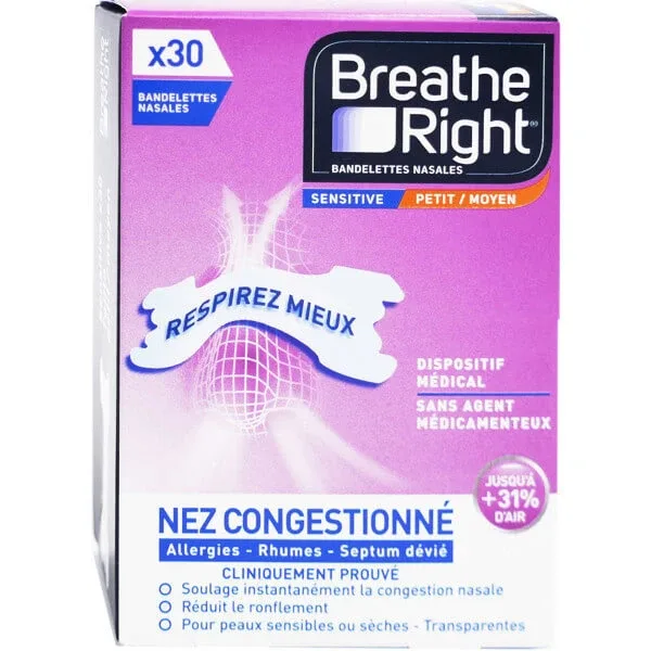 BREATH RIGHT BENZI NASALE PENTRU NAS ÎNCĂRCAT, MĂRIME MICĂ/MEDIU, X30 — preț și oferte