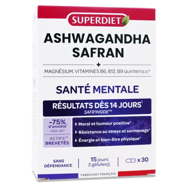 SUPERDIET ASHWAGANDHA ȘOFRAN SĂNĂTATE MENTALĂ 30 DE CAPSULE — preț și oferte