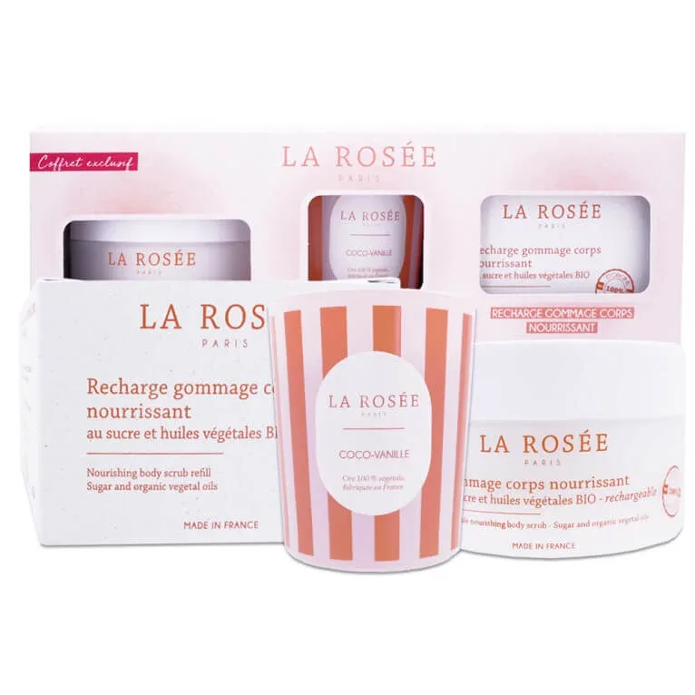 LA ROSEE SET DE EXFOLIERE CORPORALĂ + REZERVĂ + LUMÂNARE — preț și oferte