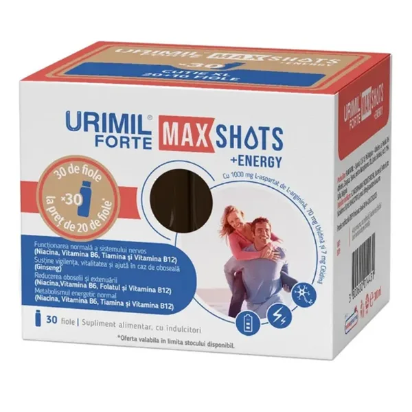 Urimil Forte Max Shots + Energy, 30 fiole la pret de 20, Natur Pharma — preț și oferte