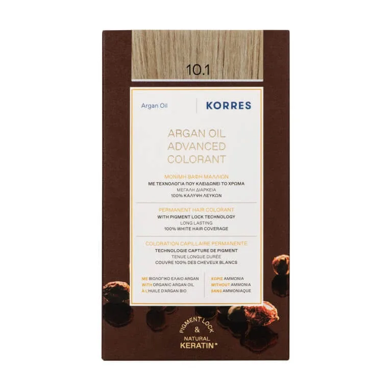 KORRES VOPSEA DE PĂR CU ULEI DE ARGAN 10.1 BLOND PLATINAT CU NUANȚĂ DE CENUȘĂ — preț și oferte