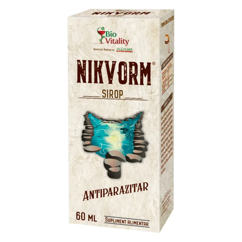 Sirop pentru eliminarea parazitilor intestinali, 60ml, Nikvorm BIO VITALITY — preț și oferte