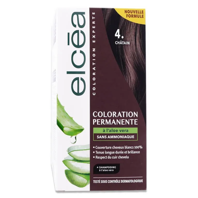 ELCEA VOPSEA DE PĂR PERMANENTĂ CU ALOE VERA, CULOARE CASTANIE NR. 4 — preț și oferte