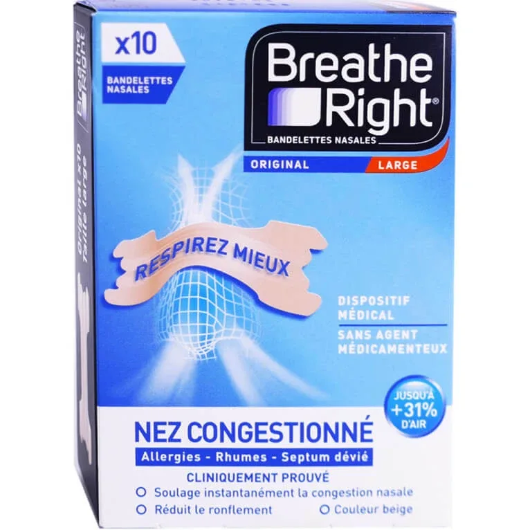 BREATHE RIGHT BENZI NASALE ORIGINAL LARGE x 10 — preț și oferte