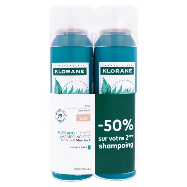 KLORANE ȘAMPON USCAT PURIFICANT CU CULOARE, SET DE 2 X 150 ML — preț și oferte