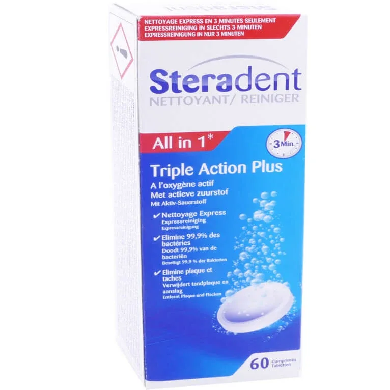 STERADENT TRIPLE ACTION PLUS 60 COMPRIMATE — preț și oferte