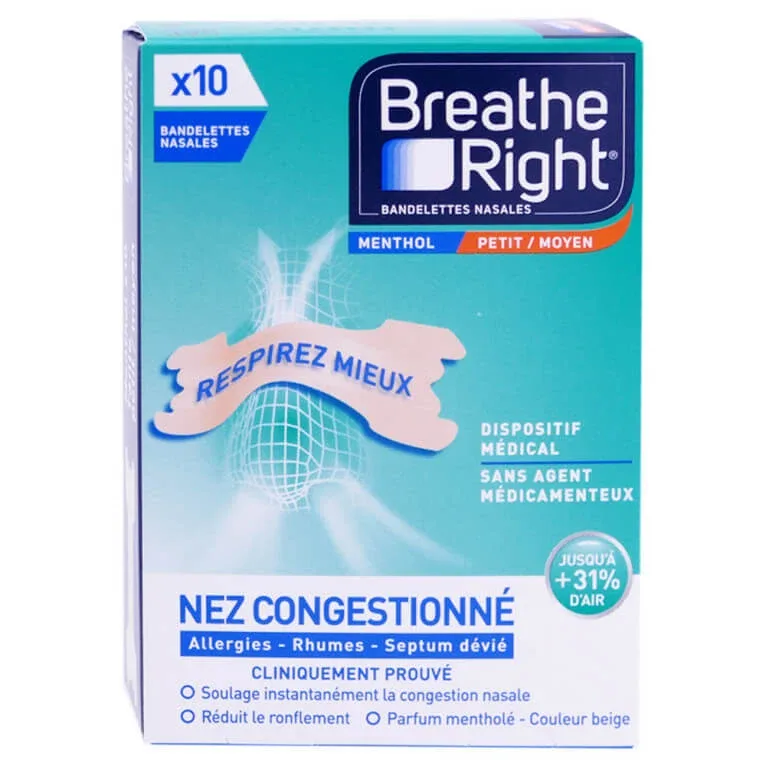 BREATHE RIGHT BENZI NASALE CU MENTOL X 10 MIC/MEDIU — preț și oferte