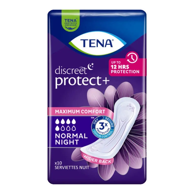 TENA DISCREET PROTECT+ NORMAL NIGHT 10 tampoane de noapte — preț și oferte