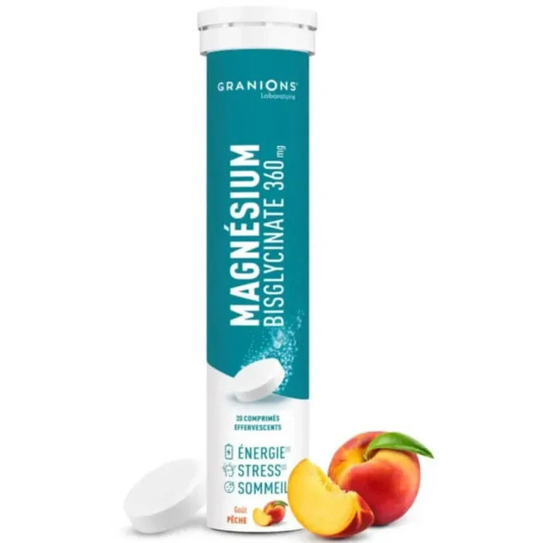 GRANIONS BISGLICINAT DE MAGNEZIU 360 MG, AROMĂ DE PIERSICĂ, 20 COMPRIMATE — preț și oferte