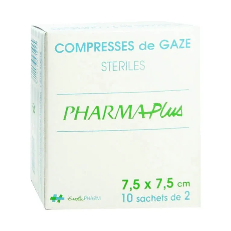 PHARMAPLUS COMPRESE DE GAZĂ STERILE 7,5 CM x 7,5 CM, CUTIE DE 10 — preț și oferte