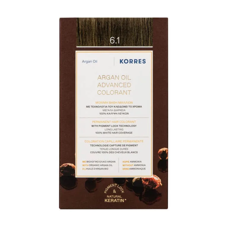 KORRES VOPSEA DE PĂR CU ULEI DE ARGAN 6.1 BLOND ÎNCHIS CENUȘIU — preț și oferte