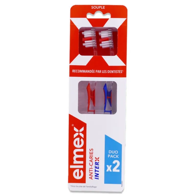 ELMEX ANTI CARIES INTERX SET DE 2 PERIUȚE DE DINȚI MOALE — preț și oferte