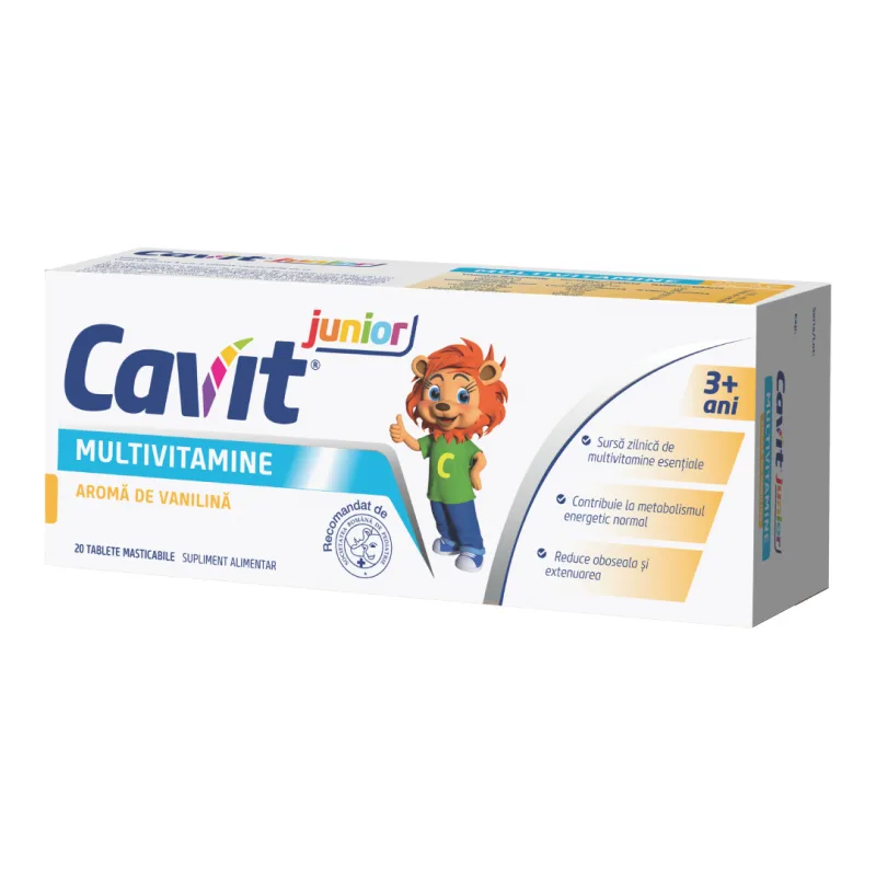 Cavit Junior Vanilie, 3 ani+, 20 tablete masticabile, Biofarm — preț și oferte