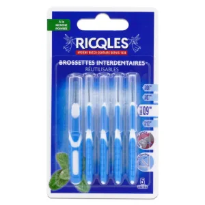 RICQLES 5 PERIUȚE INTERDENTARE DE 0,9 MM CU AROMĂ DE MENTĂ PIPERATĂ