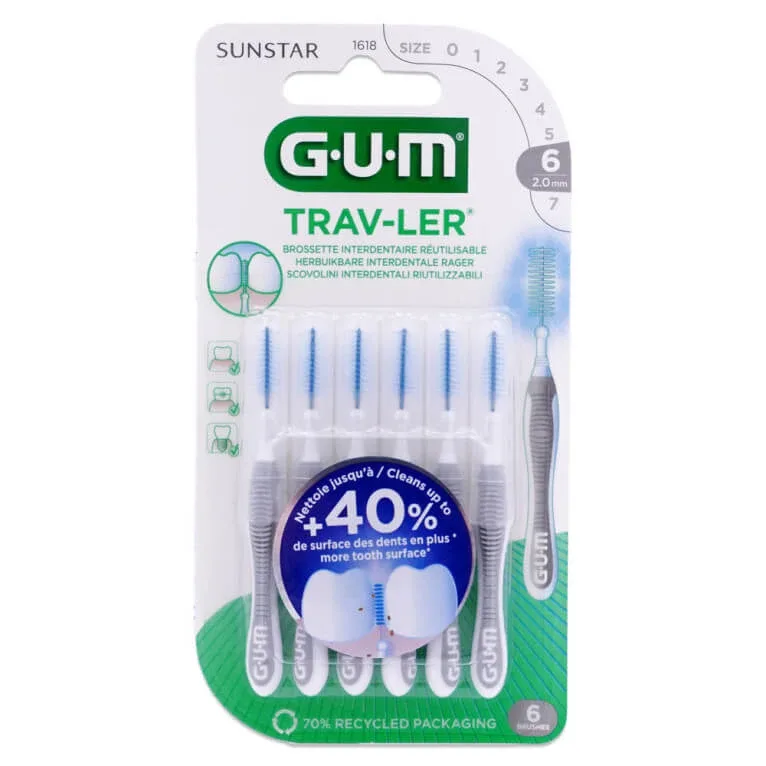 SUNSTAR GUM TRAV-LER 2,0 mm, 6 periuțe — preț și oferte