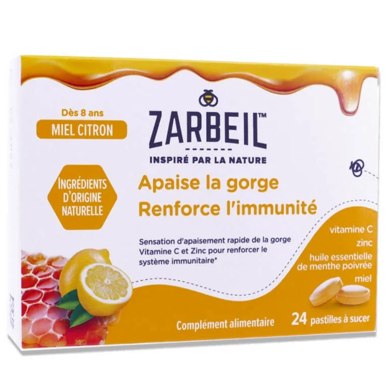 ZARBEIL 24 pastile pentru gât, pentru întărirea imunității, cu miere și lămâie — preț și oferte