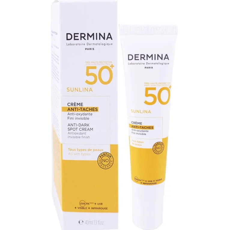 DERMINA SUNLINA CREMĂ ANTI-PETE SPF50+ 40 ml — preț și oferte