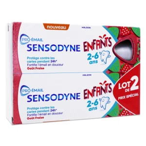 SENSODYNE PASTA DE DINȚI PRO EMAIL PENTRU COPII CU AROMĂ DE CĂPȘUNĂ, PACHET DE 2 X 50 ML