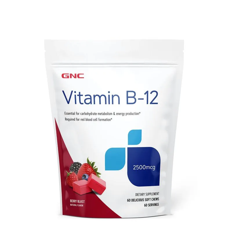 Vitamina B-12 cu aroma de fructe de padure 2500 mcg, GNC | 60 caramele GENERAL NUTRITION CORP — preț și oferte