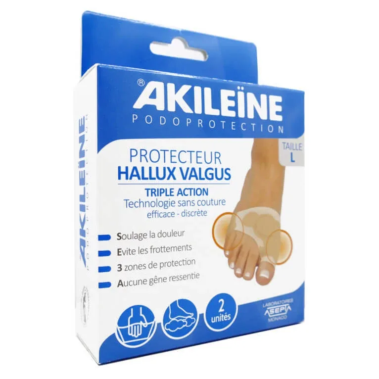 AKILEINE PROTECȚIE PENTRU HALLUX VALGUS CU TRIPLĂ ACȚIUNE, MĂRIME L, 2 BUCĂȚI — preț și oferte