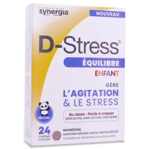 SYNERGIA D-STRESS ECHILIBRU PENTRU COPII 24 COMPRIMATE CU AROMĂ DE CACAO