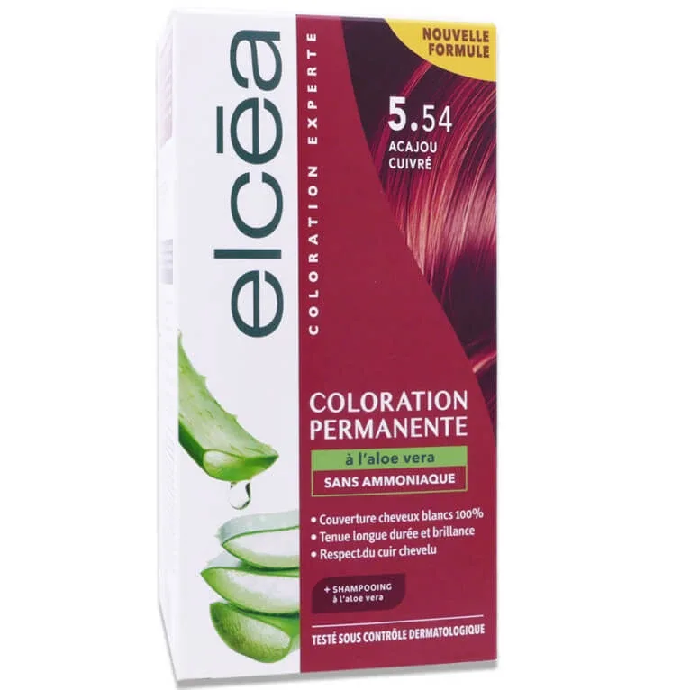ELCEA VOPSEA DE PĂR PERMANENTĂ CU ALOE VERA, NUANȚĂ ACAJOU-CUPRU, NR. 5.54 — preț și oferte