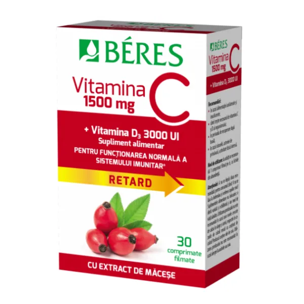 Vitamina C 1500 mg + Vitamina D3 3000UI Retard, Beres Pharmaceuticals | 30 comprimate — preț și oferte