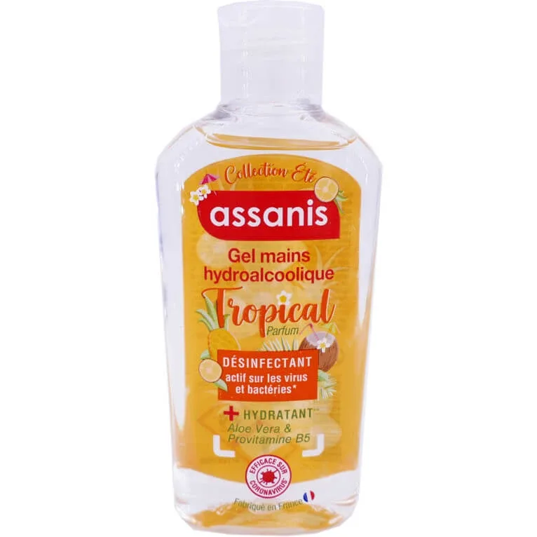 ASSANIS GEL DE MÂINI HIDROALCOOLIC CU PARFUM TROPICAL 80 ML — preț și oferte