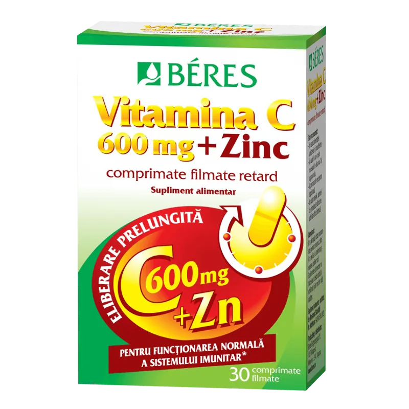 Vitamina C 600 mg + Zinc, Beres Pharmaceuticals | 30 comprimate — preț și oferte