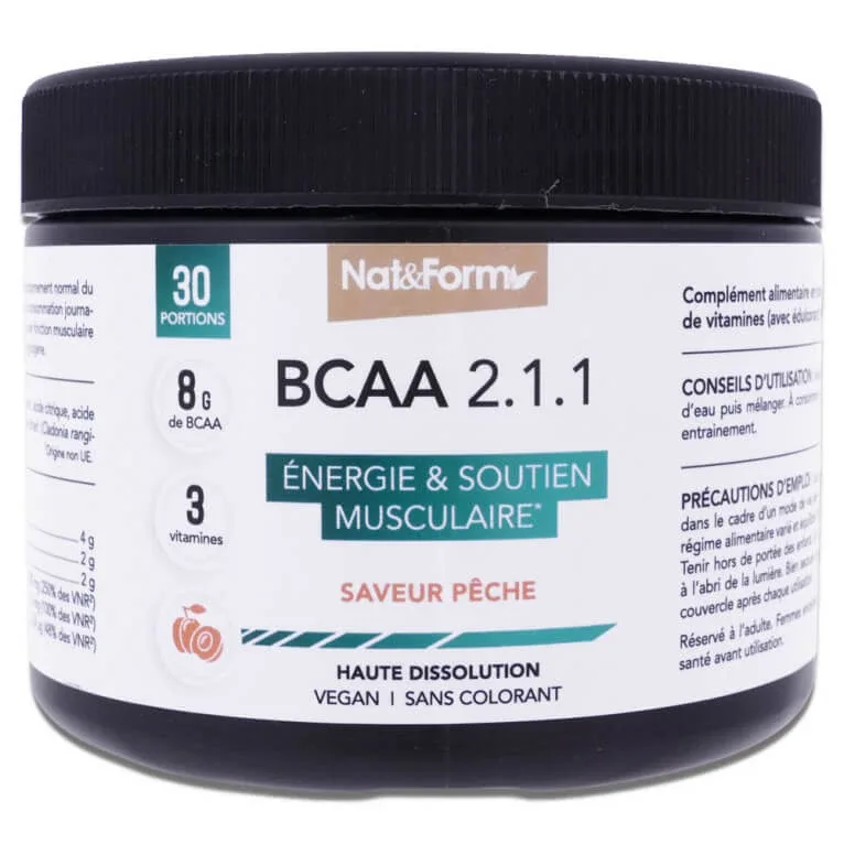 NAT&FORM BCAA 2.1.1 AROMĂ DE PIERSICĂ 30 DE PORȚII — preț și oferte