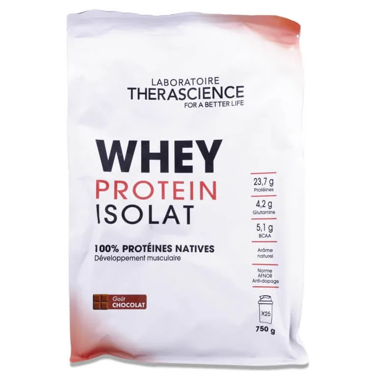 THERASCIENCE ISOLAT DE PROTEINE DIN ZER CU AROMĂ DE CIOCOLATĂ 750 G — preț și oferte