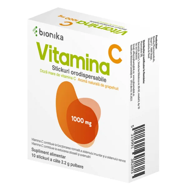 Vitamina C, 1000 mg, pulbere orodispersabila, Bionika | 10 plicuri BIONIKA PHARMACEUTICALS — preț și oferte