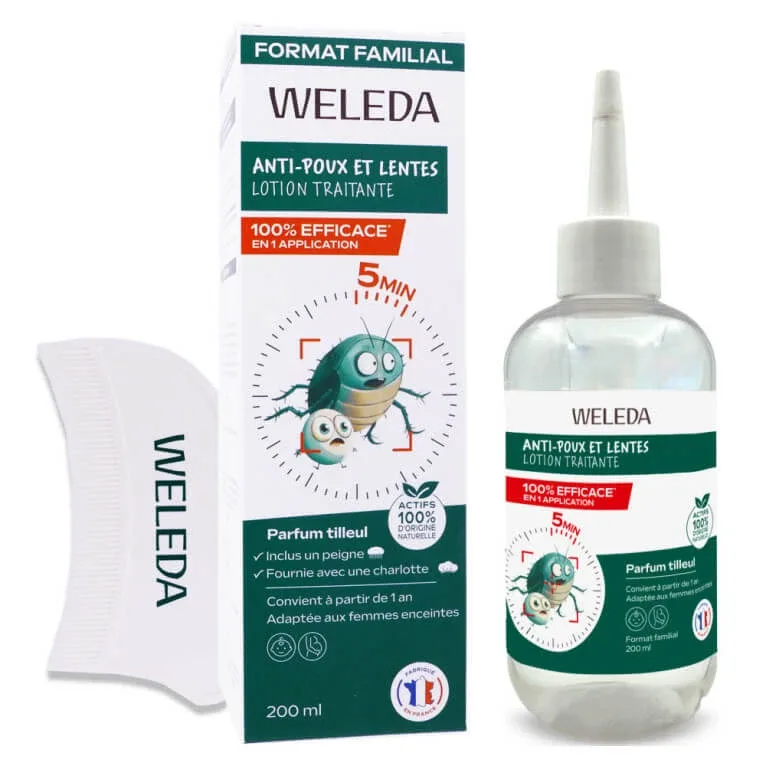 WELEDA LOȚIUNE DE TRATAMENT ÎMPOTRIVA PĂDUCHILOR ȘI LĂCȘTELOR 200 ML + PIAMĂ — preț și oferte