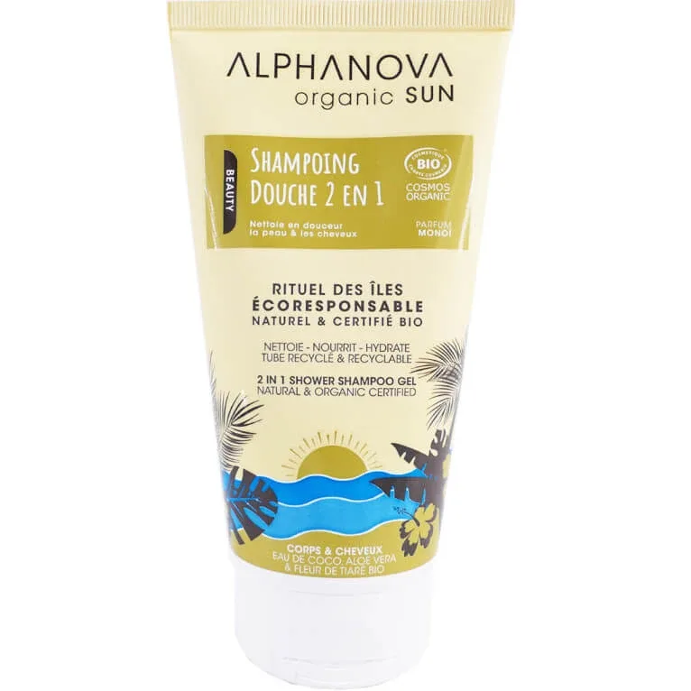 ALPHANOVA ORGANIC SUN ȘAMPON ȘI GEL DE DUȘ MONOI 2 ÎN 1 BIO 150 ML — preț și oferte