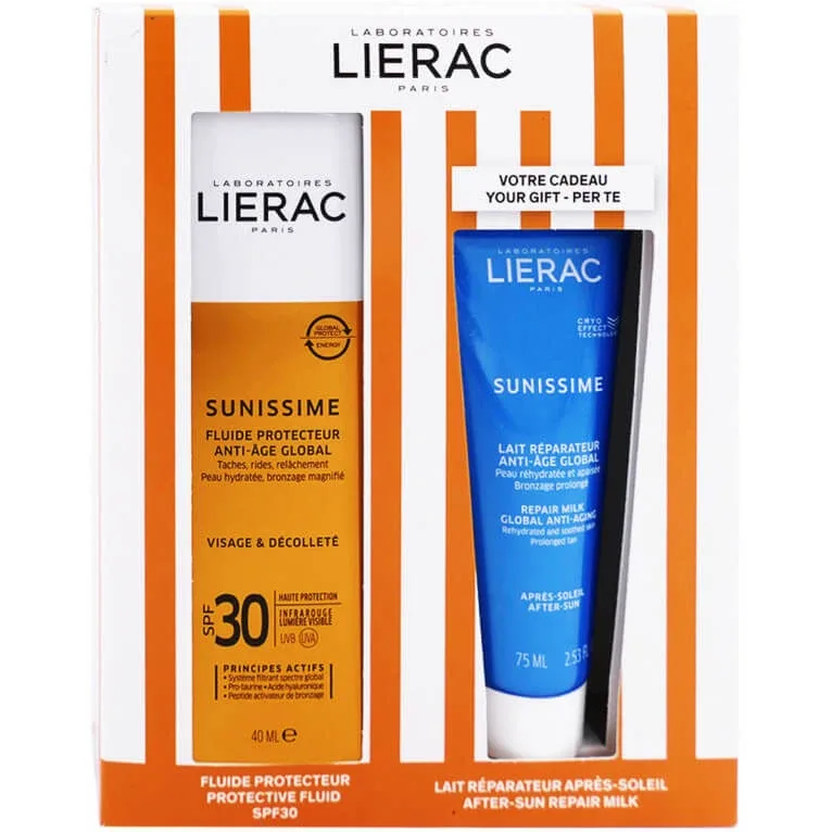 LIERAC SUNISSIME FLUID SPF30 40 ml + LAPTE REGENERANT 75 ml — preț și oferte
