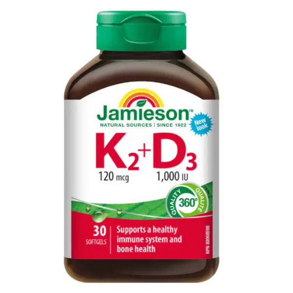 Vitamina K2 12 0mcg + D3, Jamieson | 30 capsule JAMIESON LABORATOIRES — preț și oferte