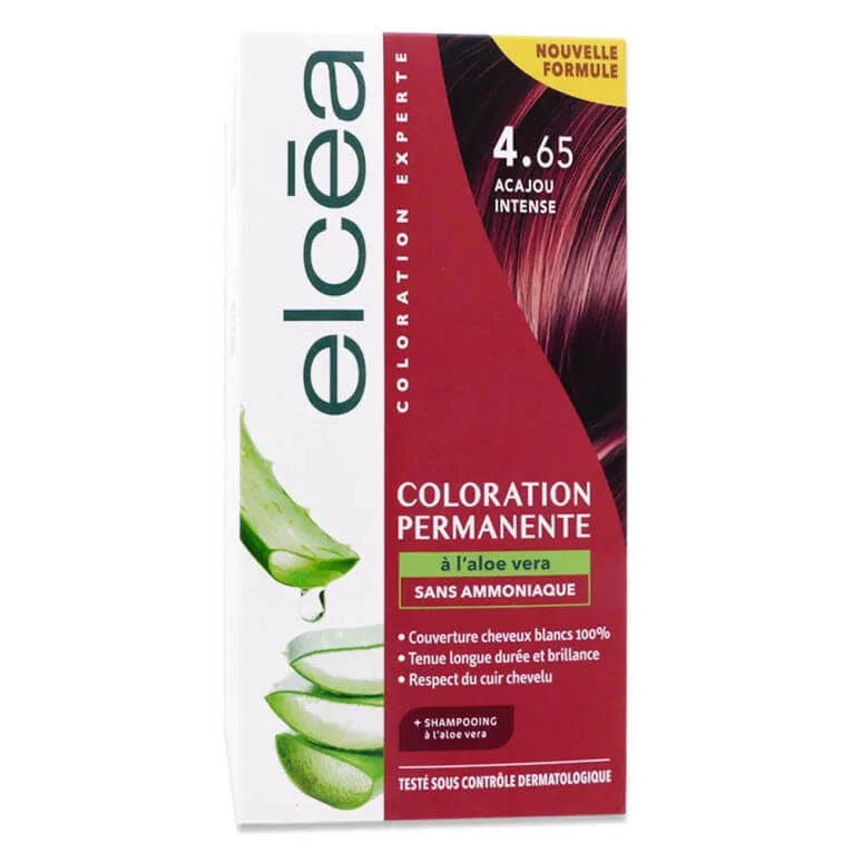 ELCEA VOPSEA DE PĂR PERMANENTĂ CU ALOE VERA, NUANȚĂ ACAJOU INTENS N°4.65 — preț și oferte