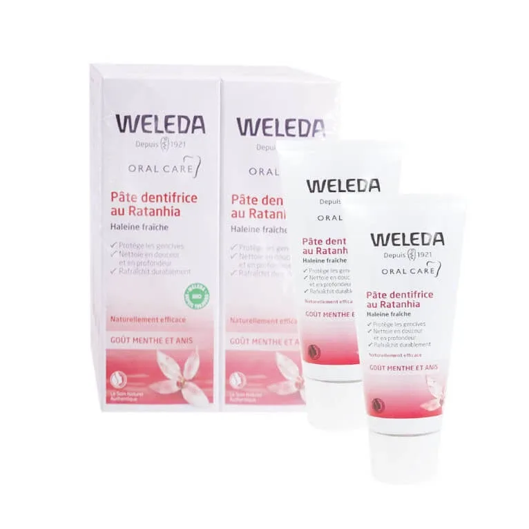 WELEDA BIO Pastă de dinți cu ratanhia, set de 2 x 75 ml — preț și oferte