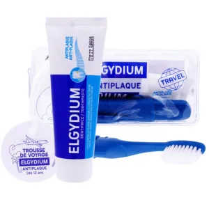 ELGYDIUM TRUSĂ DE CĂLĂTORIE ANTIPLACĂ – PASTA DE DINȚI + PERIUȚĂ DE DINȚI