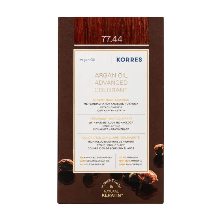 KORRES VOPSEA DE PĂR CU ULEI DE ARGAN 77.44 BLOND CU NUANȚĂ INTENSĂ DE CUPRU — preț și oferte