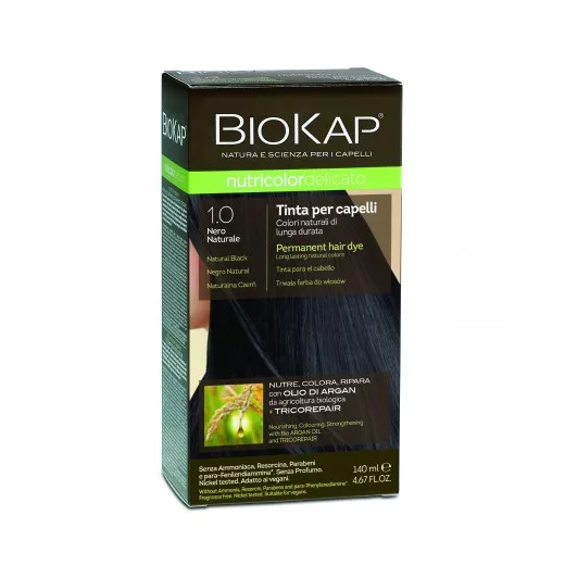 Vopsea de par Black 1.0 Nutricolor Delicato, Biokap | 140 ml — preț și oferte