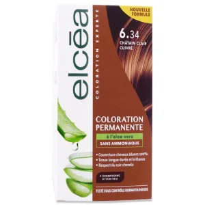ELCEA Vopsire permanentă cu aloe vera, șaten deschis cu nuanțe de cupru, nr. 6.34