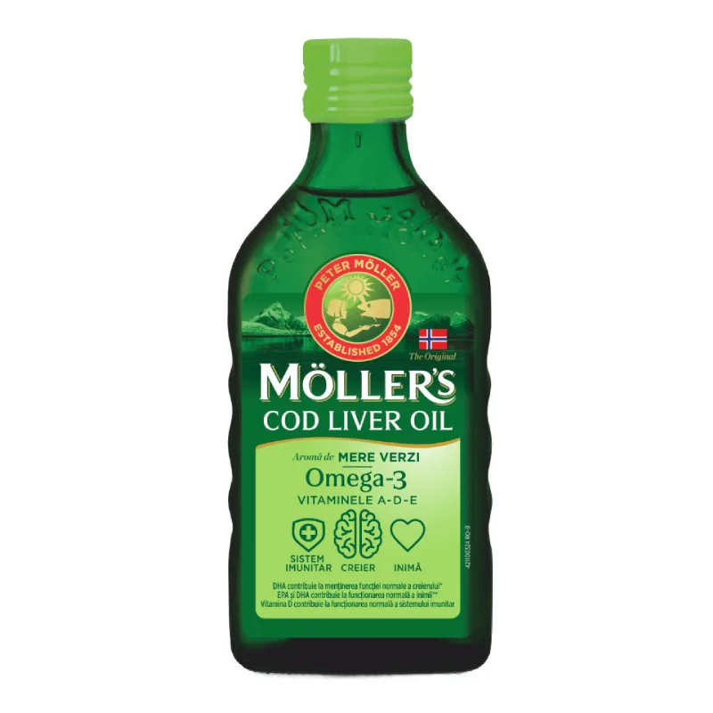 Ulei din ficat de cod cu aroma de mere verzi, 250 ml, Moller's — preț și oferte