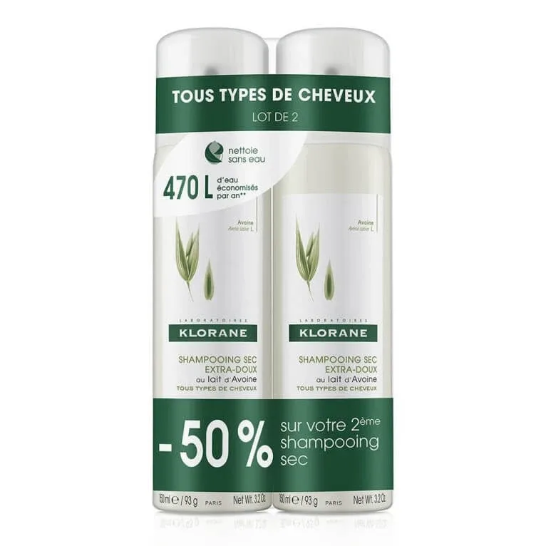 KLORANE ȘAMPON USCAT EXTRA DELICAT, SET DE 2 X 150 ML — preț și oferte