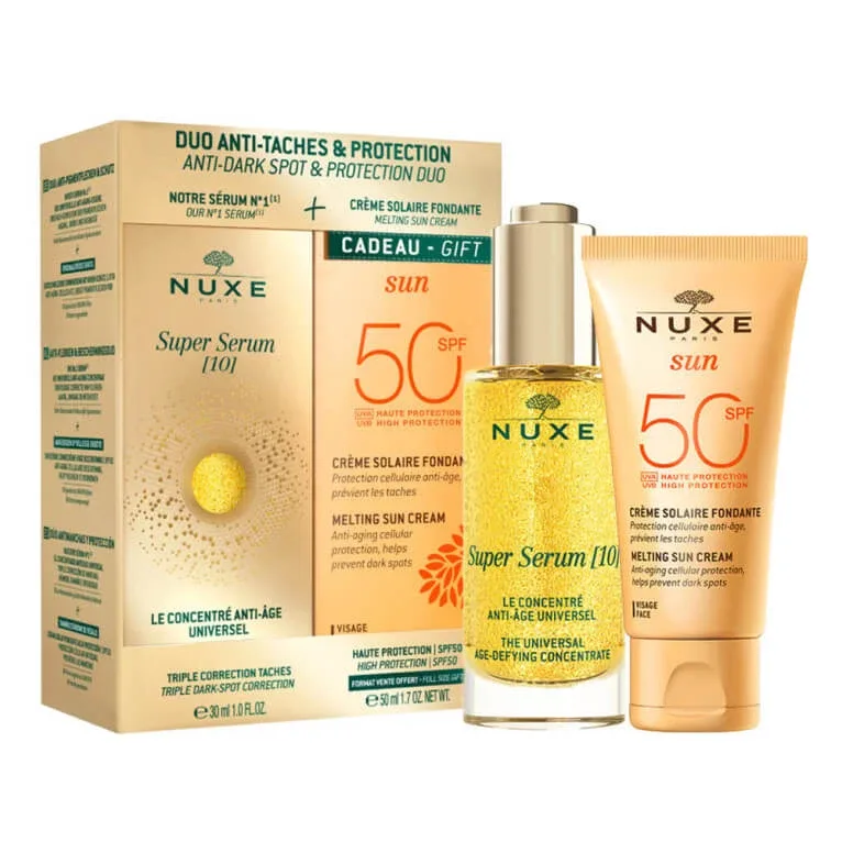 NUXE DUO ANTI-PETE & PROTECȚIE SUPER SERUM 10 + CREMĂ DE PROTECȚIE SOLARĂ SPF50 — preț și oferte