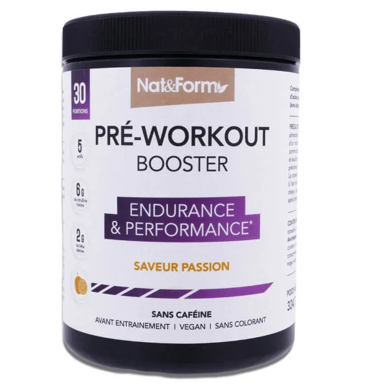 NAT & FORM PRE-WORKOUT BOOSTER 30 DE PORȚII, AROMĂ DE PASSION — preț și oferte